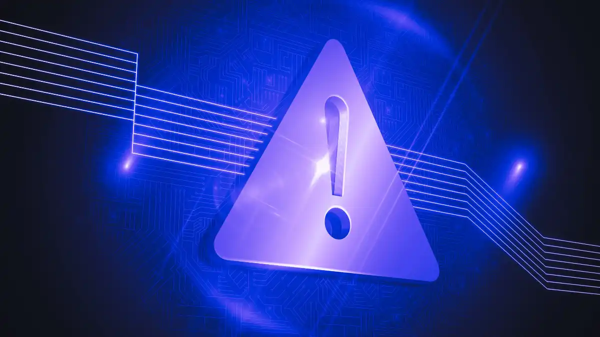 digital warning icon with network background representing eBay outage and system error