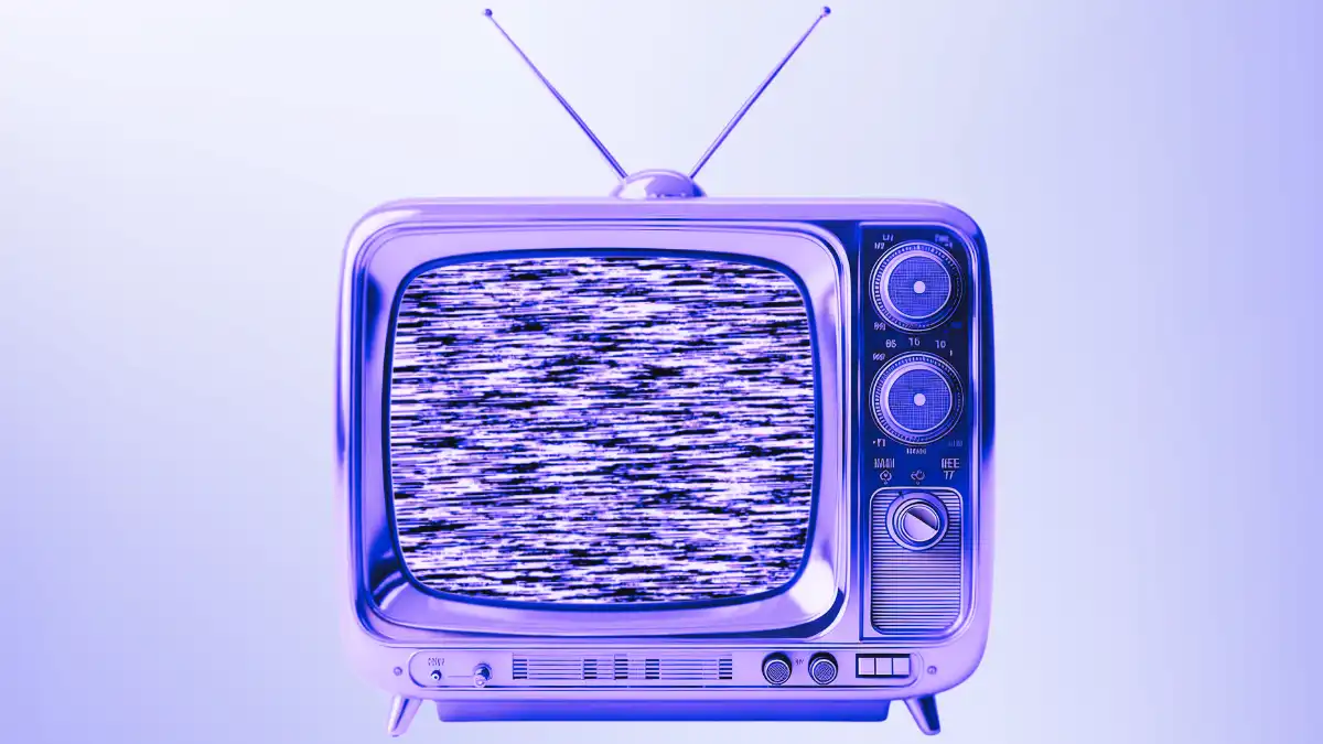 Retro television displaying static noise, symbolizing digital device failure and loss of control over technology