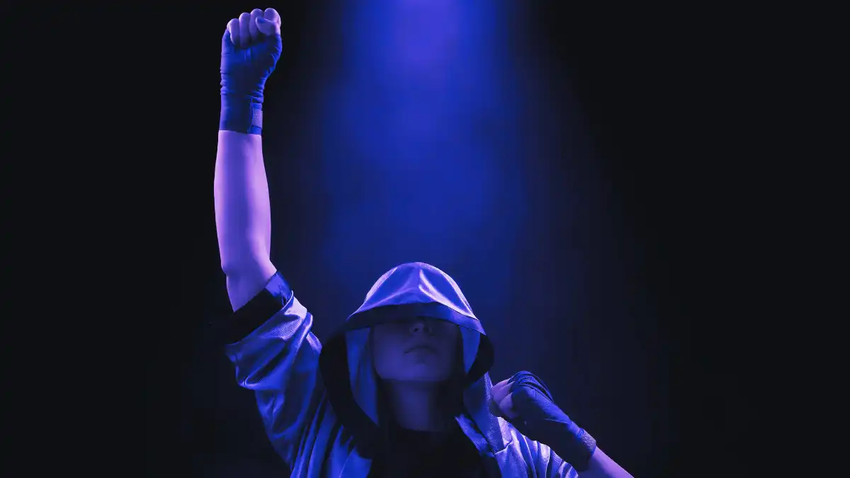 Illustration of a fighter identity transforming into a trademarked asset, representing how UFC fighters make money through name ownership