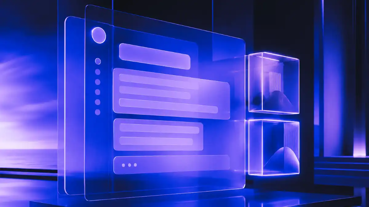Abstract premium visual of a transparent AI interface with separated ad-like modules, representing ChatGPT ads, user intent, and OpenAI’s advertising strategy.
