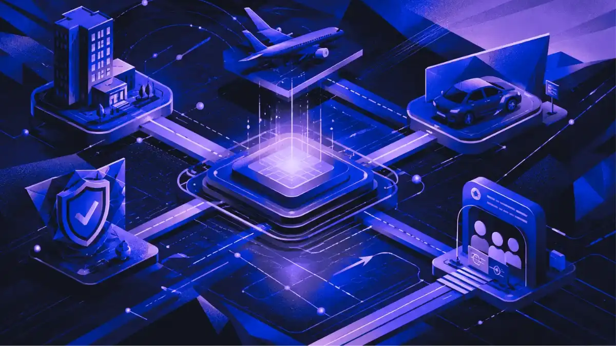Abstract B2B travel platform system representing Expedia’s CarTrawler acquisition and the shift toward connected travel infrastructure.